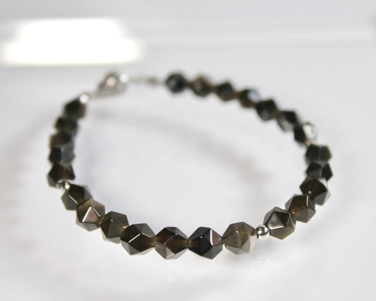 -潜在能力の開花へ導く黒曜石-オブシディアン:Multifaceted cut bracelet