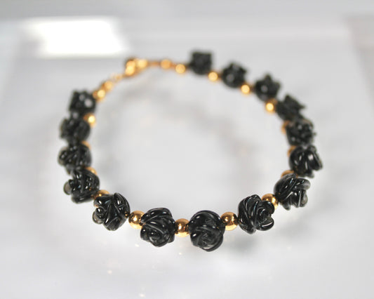 -目標達成へ導く黒瑪瑙-オニキス:Black rose bracelet