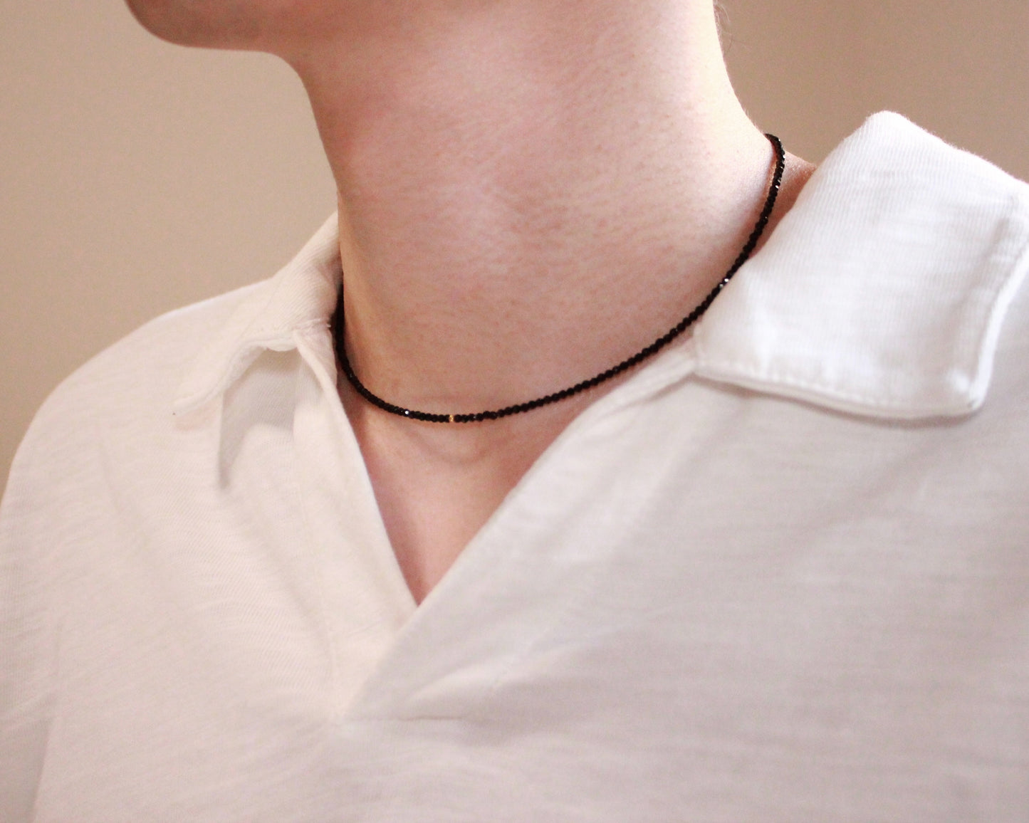 -守護と成功の尖晶石-ブラックスピネル：Slim sparkling black necklace