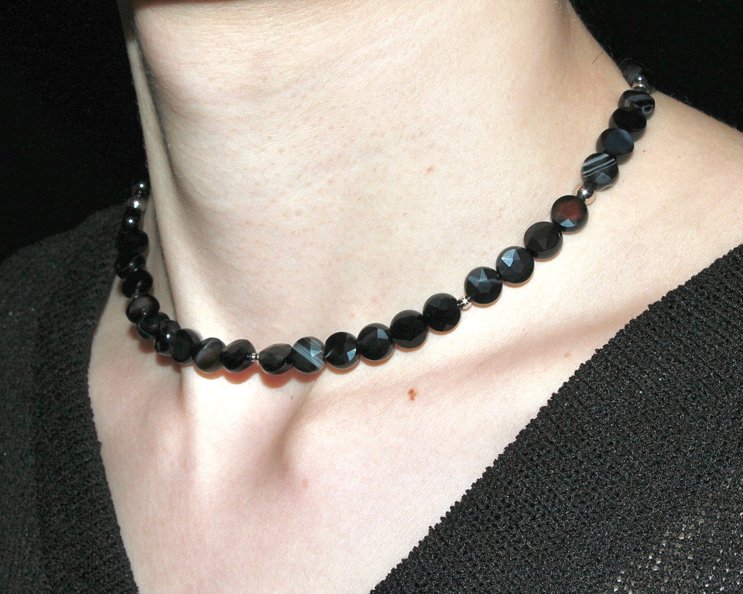 -目標達成へ導く縞瑪瑙-ストライプオニキス ：Coin cut necklace