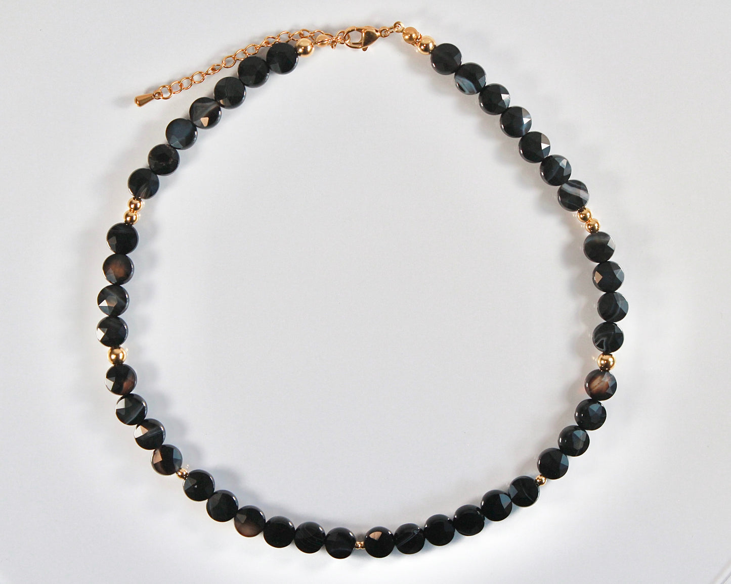-目標達成へ導く縞瑪瑙-ストライプオニキス ：Coin cut necklace
