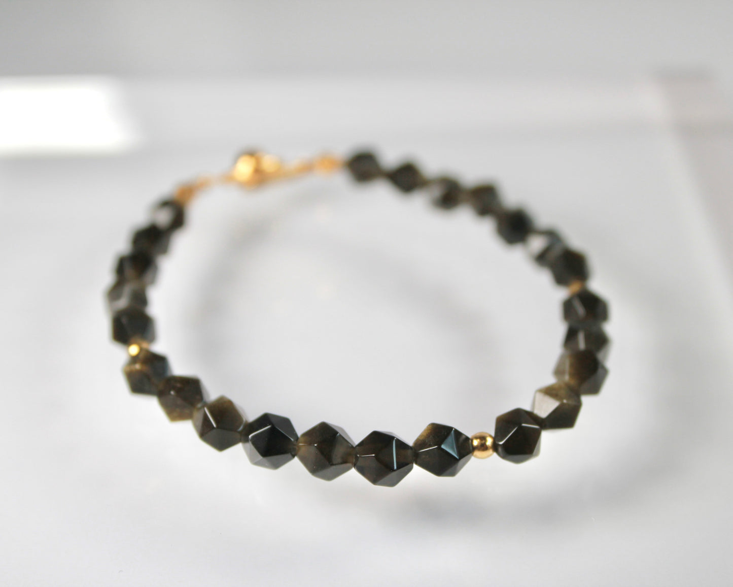 -潜在能力の開花へ導く黒曜石-オブシディアン：Multifaceted cut bracelet