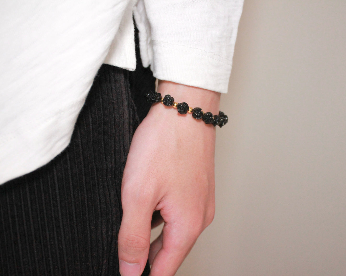 -目標達成へ導く黒瑪瑙-オニキス：Black rose bracelet