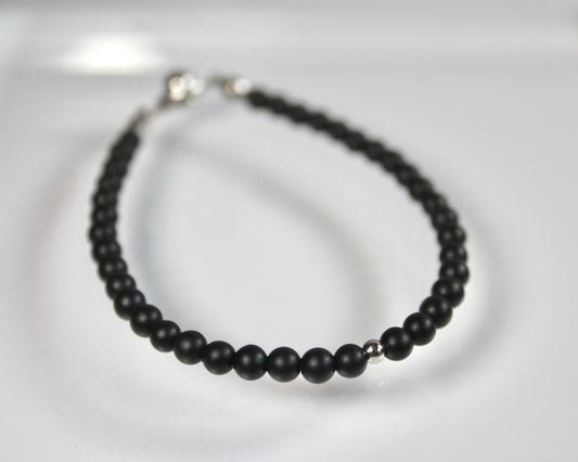 -目標達成へ導く黒瑪瑙-フロストオニキス：Matte black bracelet