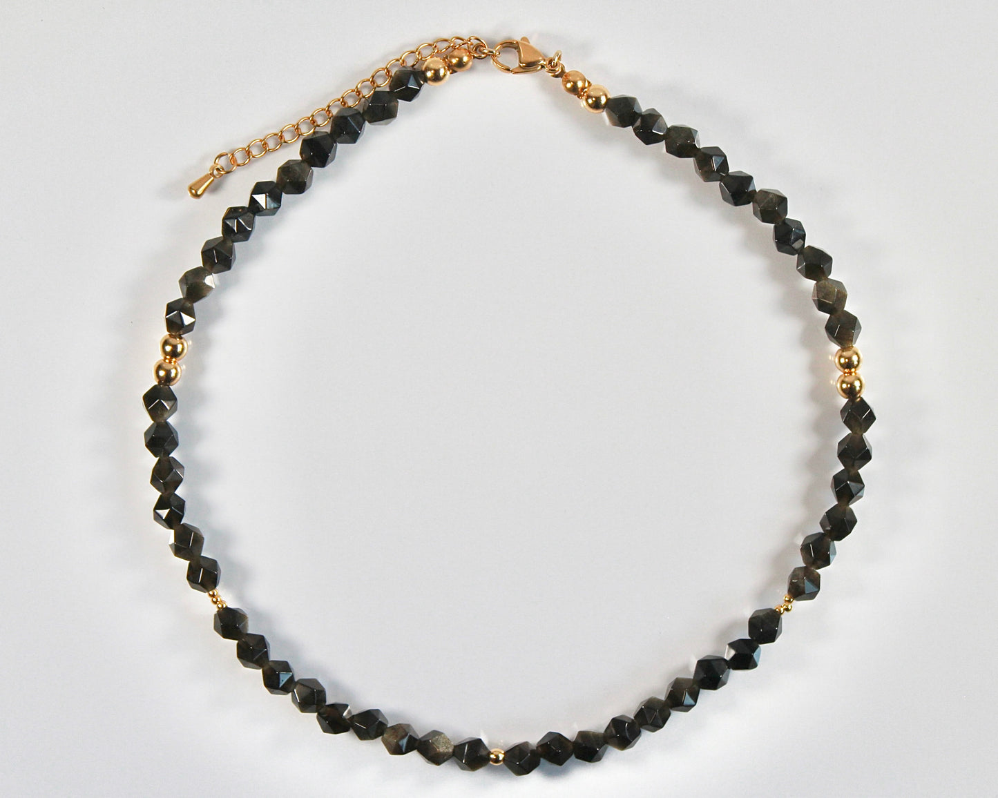 -潜在能力の開花へ導く黒曜石-オブシディアン：Multifaceted cut necklace
