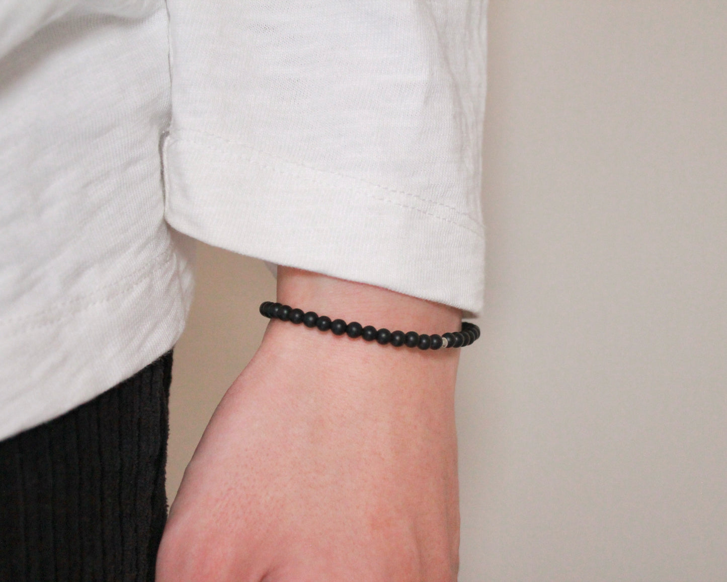 -目標達成へ導く黒瑪瑙-フロストオニキス：Matte black bracelet