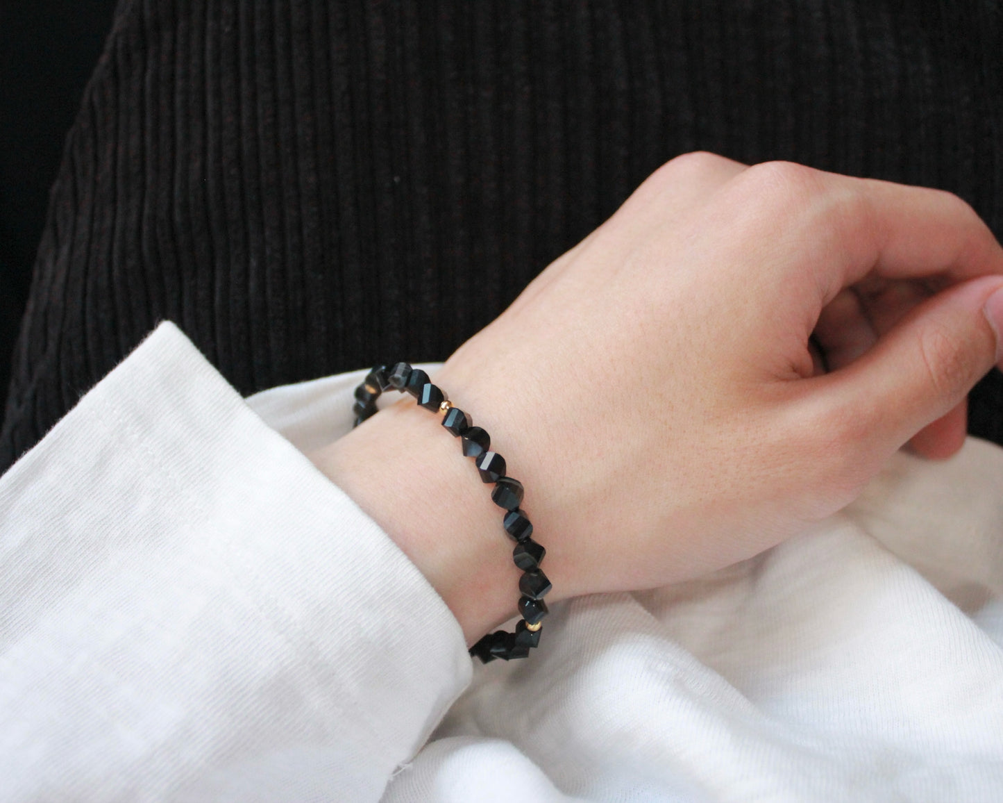 -目標達成へ導く縞瑪瑙-ストライプオニキス：Twist cut bracelet
