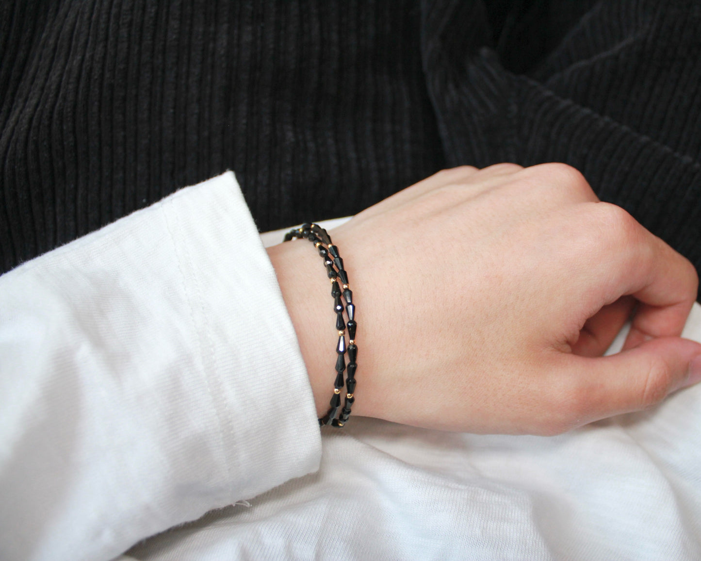 -守護と成功の尖晶石-ブラックスピネル：Drop cut bracelet