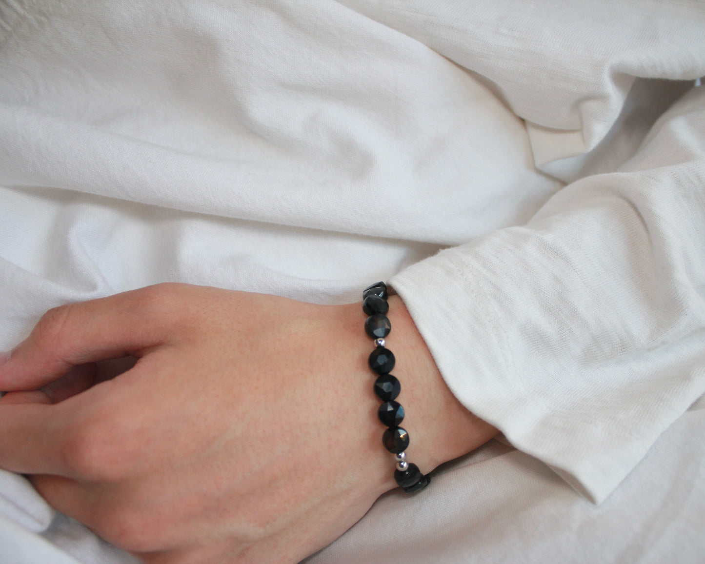 -目標達成へ導く縞瑪瑙-ストライプオニキス：Coin cut bracelet