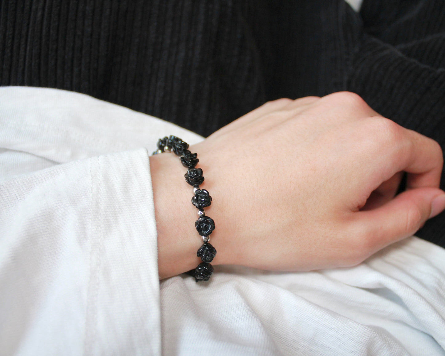 -目標達成へ導く黒瑪瑙-オニキス：Black rose bracelet