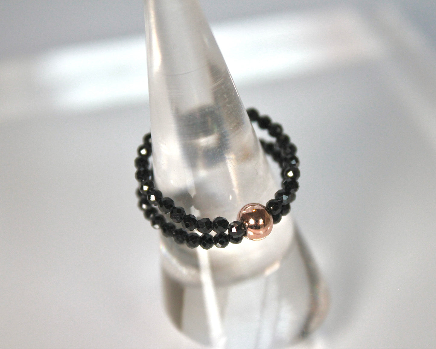 -守護と成功の尖晶石-ブラックスピネル：Dual sparkling black ring