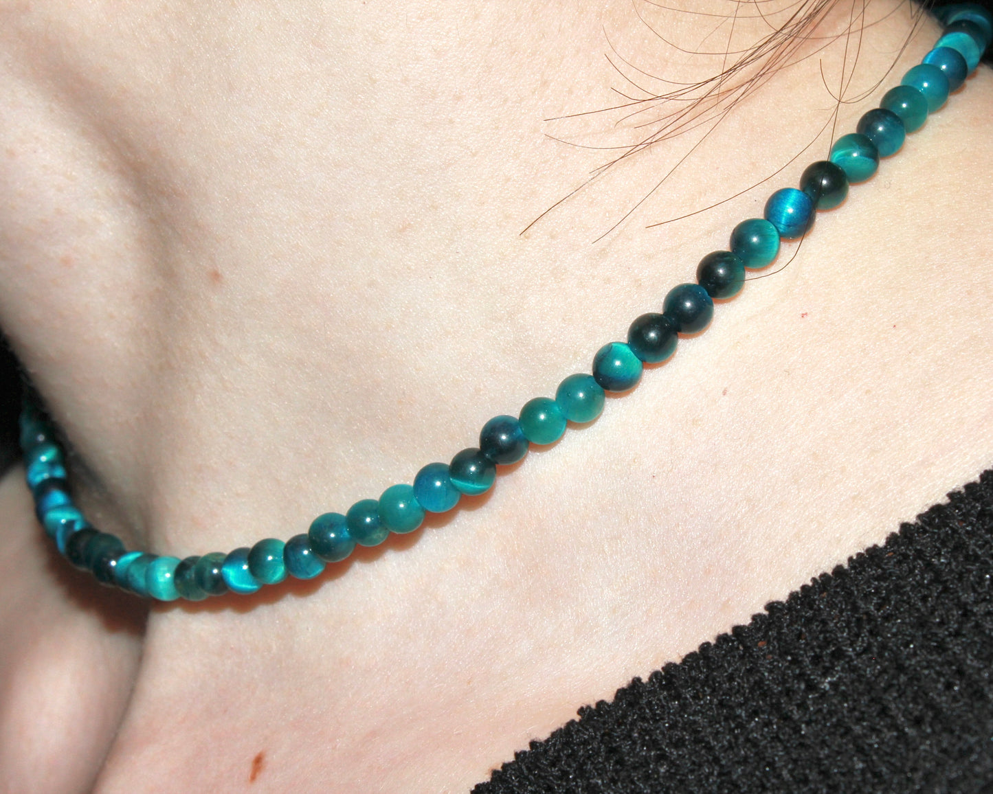 -進むべき道へ導く虎眼石-ブルーグリーンタイガーアイ：Aurora Line necklace