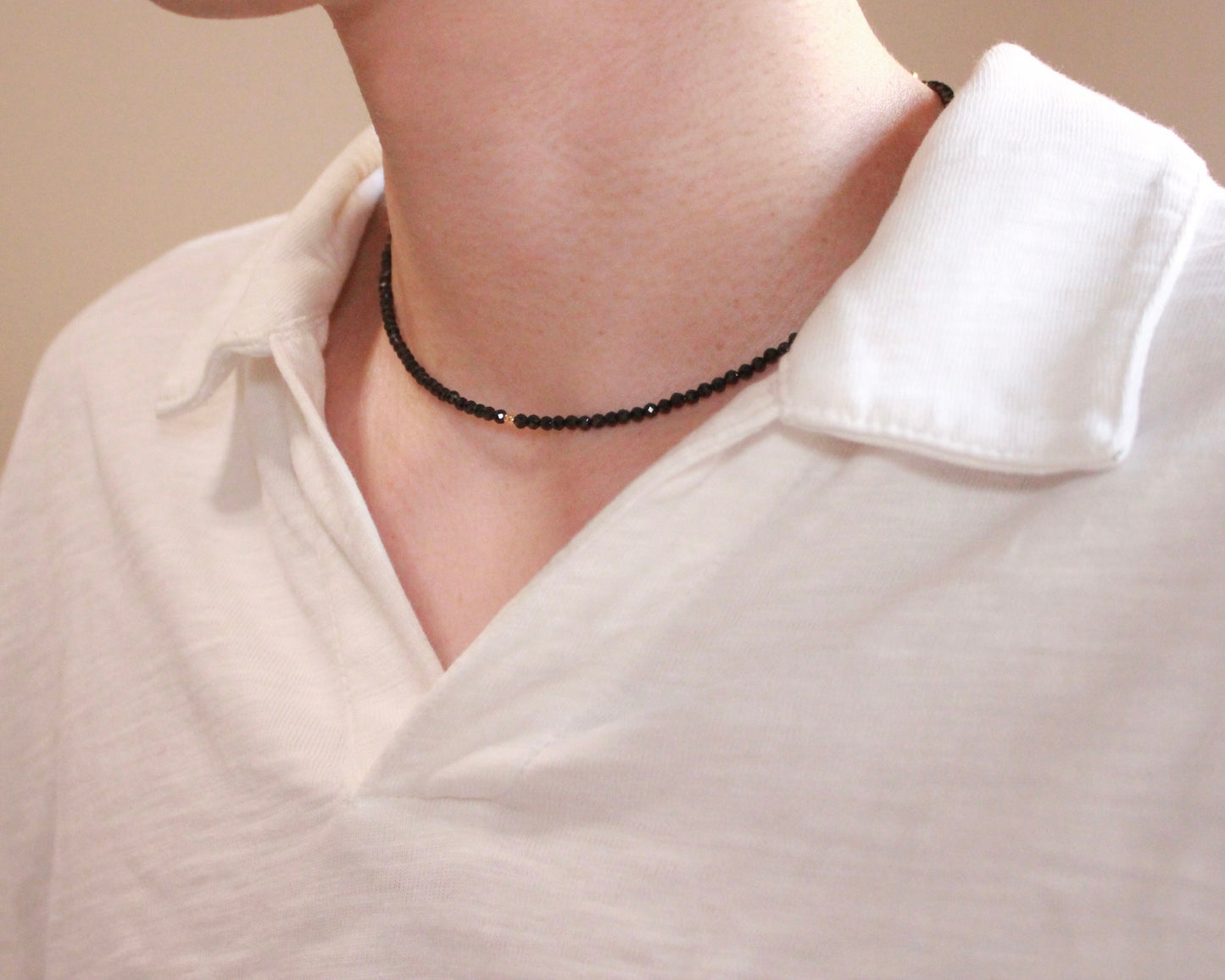 -守護と成功の尖晶石-ブラックスピネル：Sparkling black necklace