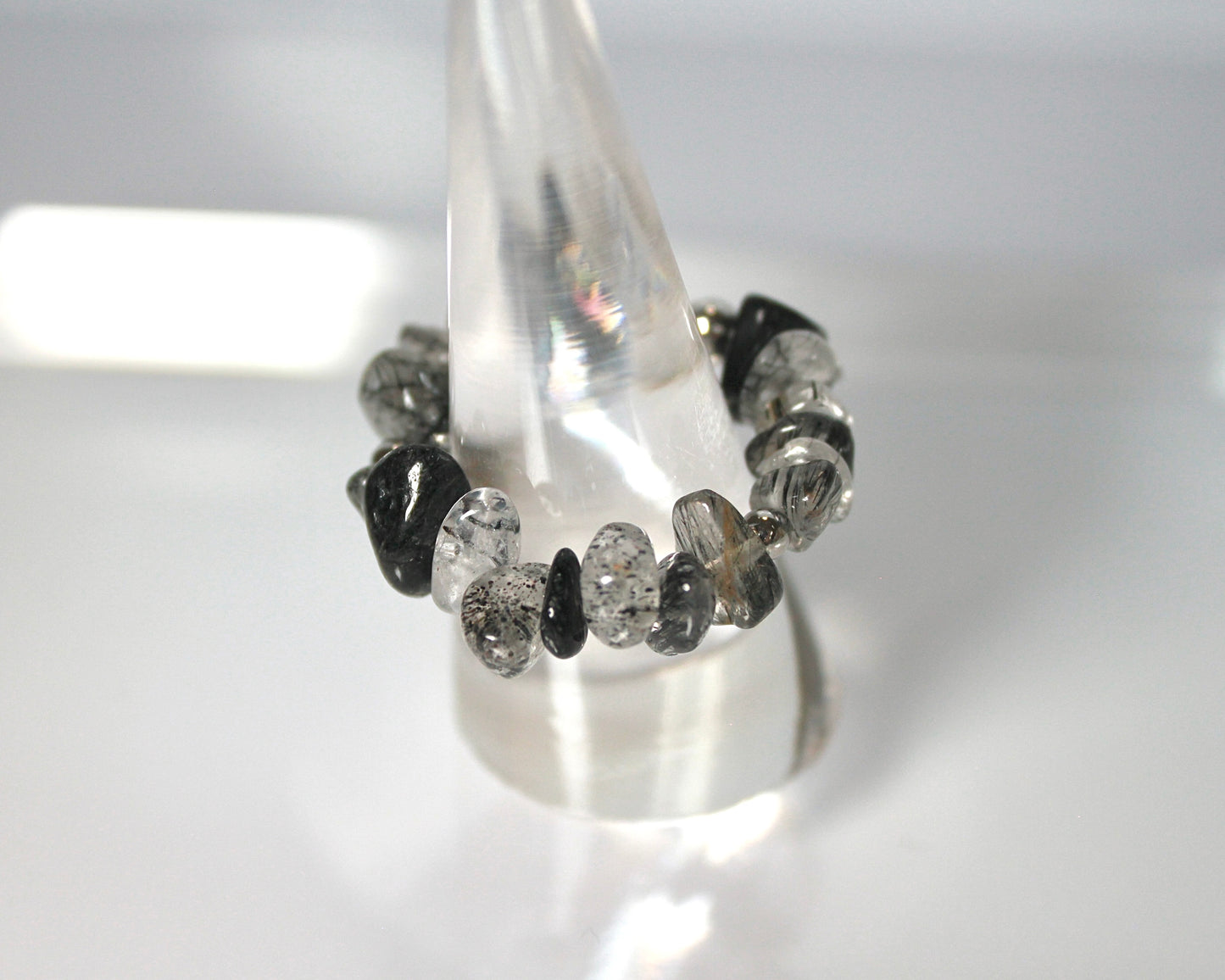 -強運を引き寄せ、理想の未来へ導く黒針水晶-ブラックルチル：Ripple stone ring