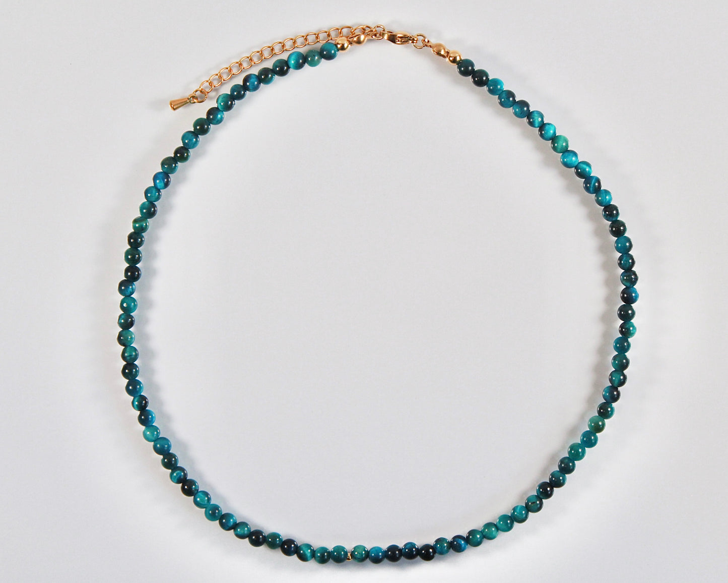 -進むべき道へ導く虎眼石-ブルーグリーンタイガーアイ：Aurora Line necklace
