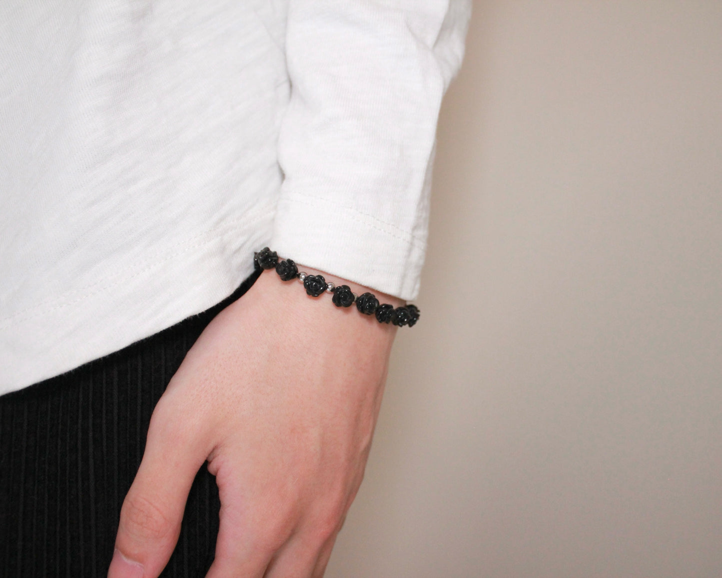 -目標達成へ導く黒瑪瑙-オニキス：Black rose bracelet