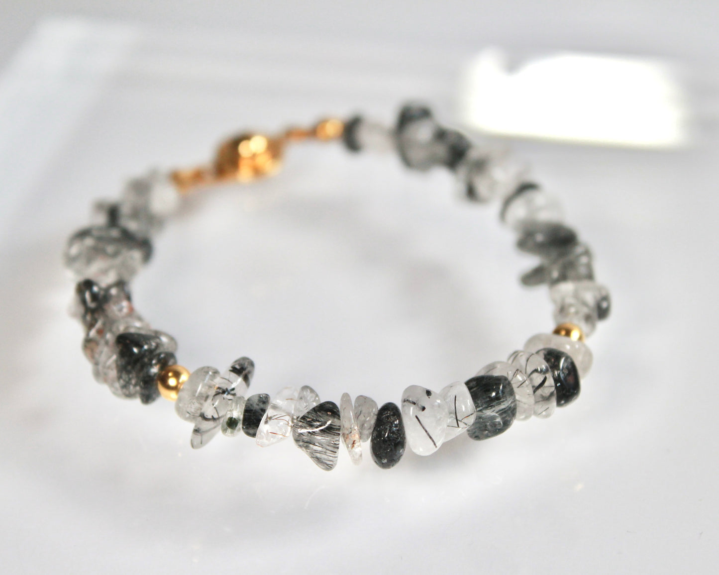 -強運を引き寄せ、理想の未来へと導く黒針水晶-ブラックルチル：Ripple stone bracelet