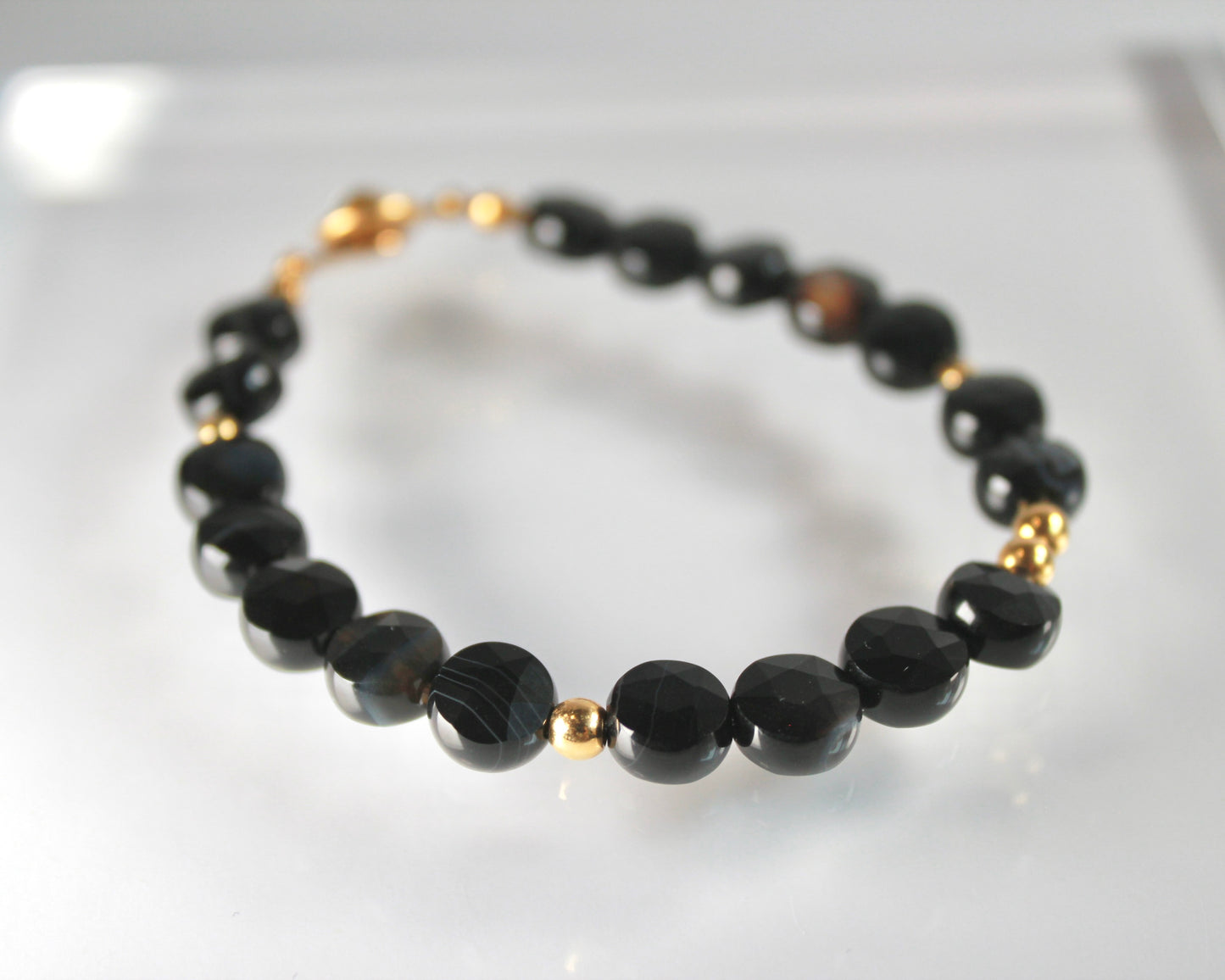 -目標達成へ導く縞瑪瑙-ストライプオニキス：Coin cut bracelet
