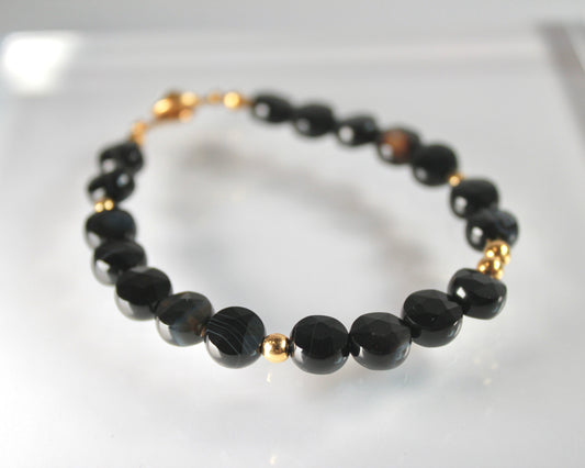 -目標達成へ導く縞瑪瑙-ストライプオニキス：Coin cut bracelet