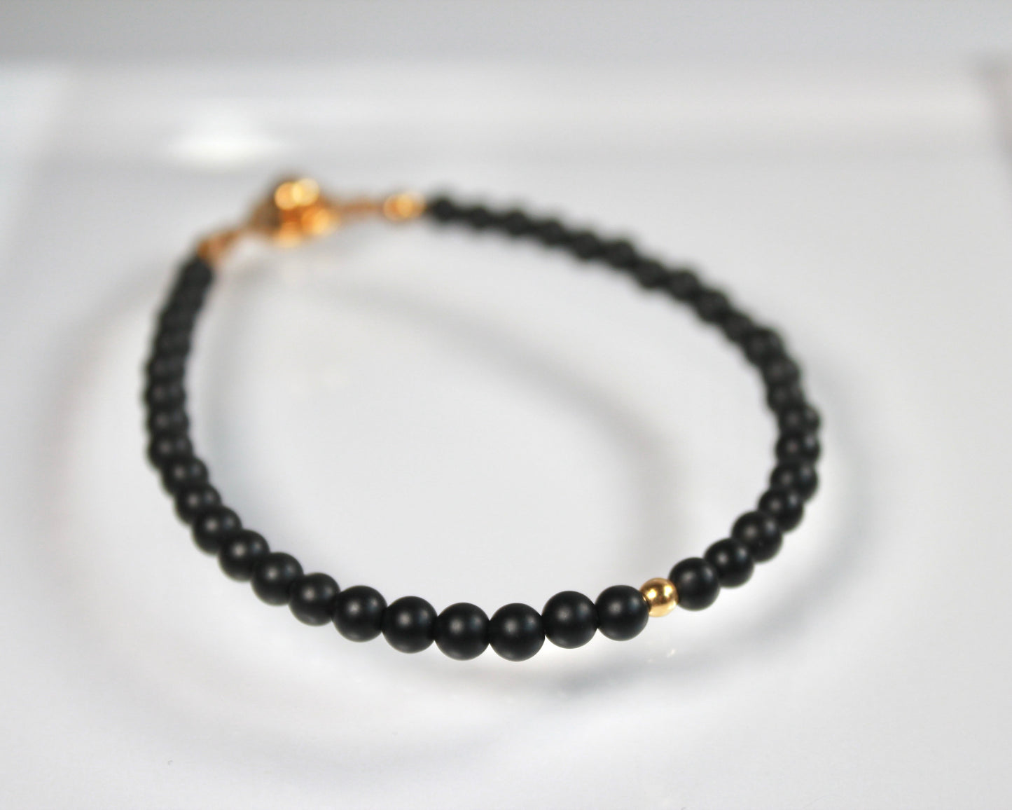 -目標達成へ導く黒瑪瑙-フロストオニキス：Matte black bracelet