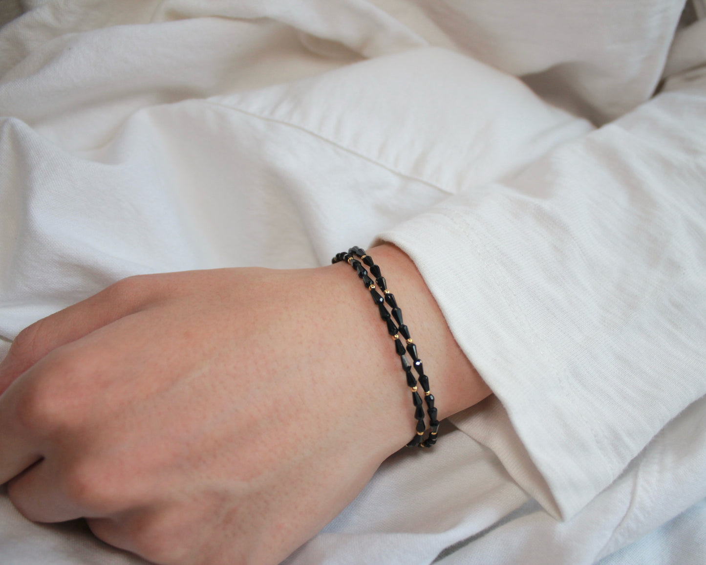 -守護と成功の尖晶石-ブラックスピネル：Drop cut bracelet