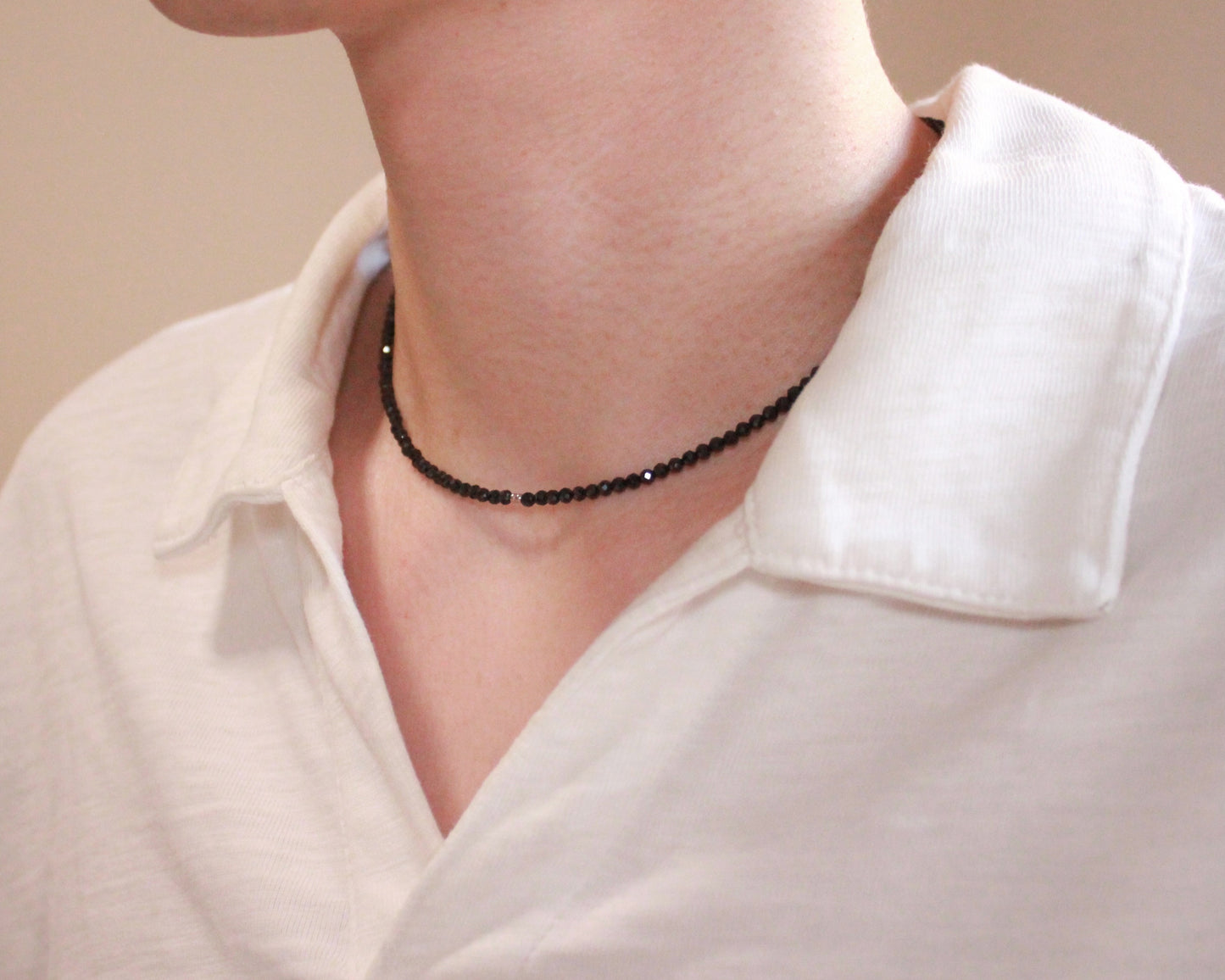 -守護と成功の尖晶石-ブラックスピネル：Sparkling black necklace