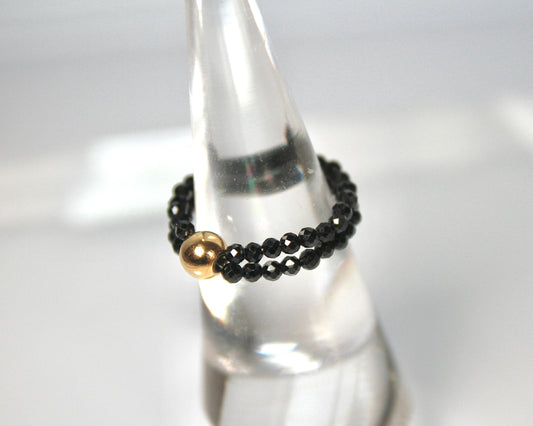 -守護と成功の尖晶石-ブラックスピネル：Dual sparkling black ring