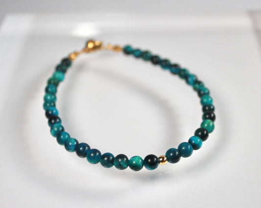 -進むべき道へ導く虎眼石-ブルーグリーンタイガーアイ：Aurora Line bracelet