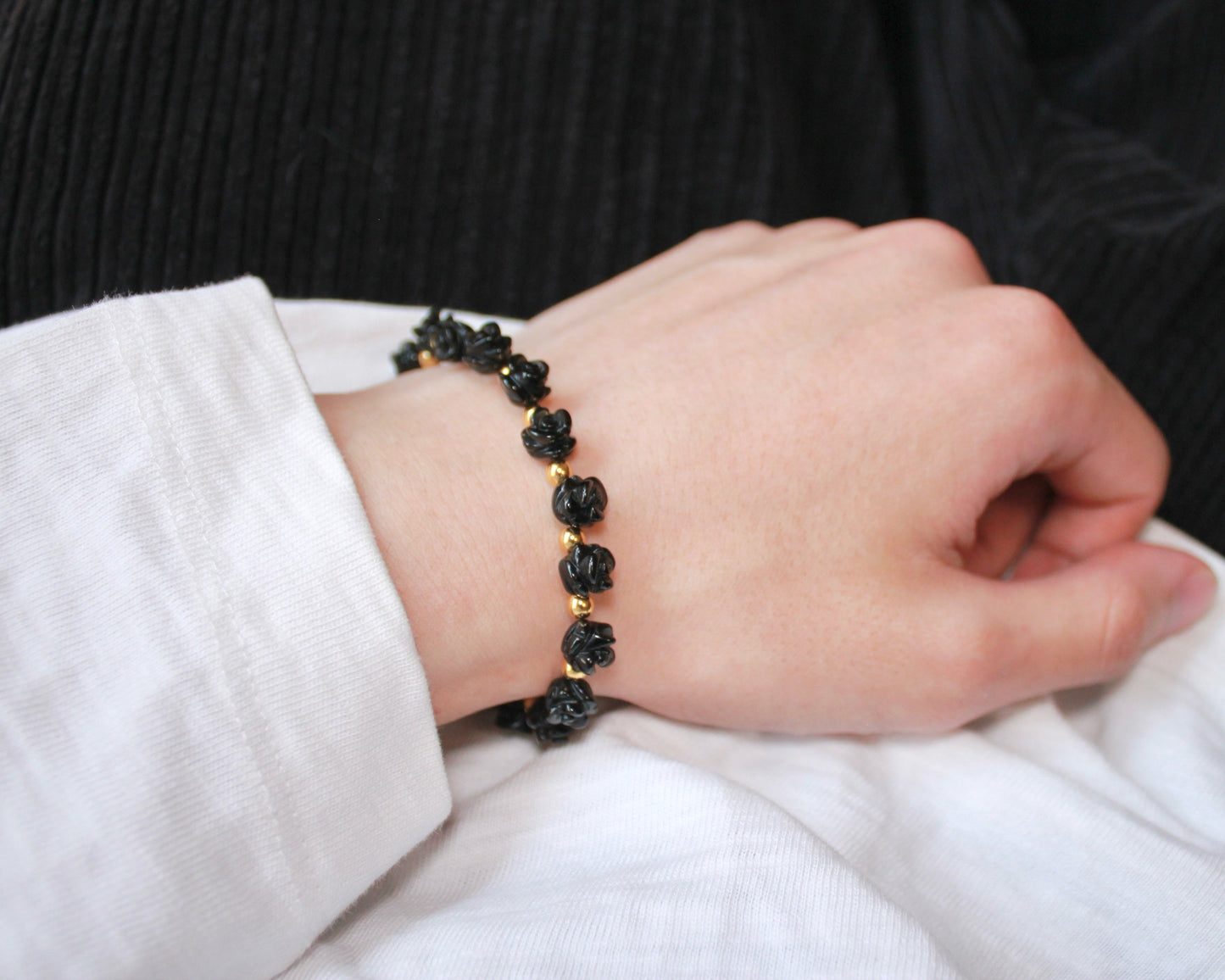 -目標達成へ導く黒瑪瑙-オニキス：Black rose bracelet