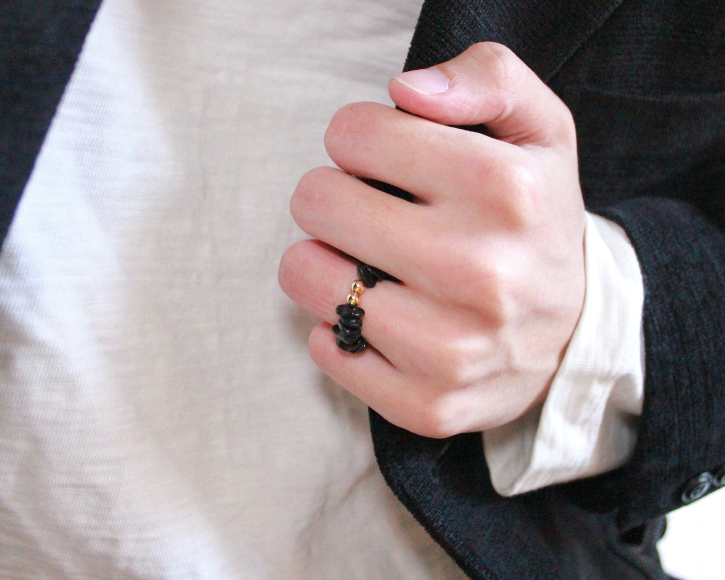 -信頼される存在へ導く紫蘇輝石-ハイパーシーン：Mini tumbled stone ring