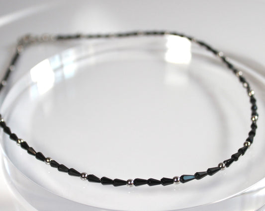 -守護と成功の尖晶石-ブラックスピネル：Drop cut necklace
