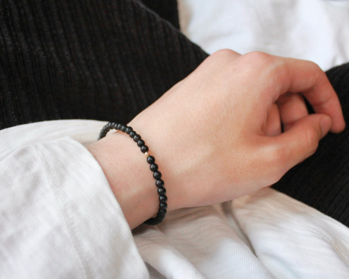 -目標達成へ導く黒瑪瑙-フロストオニキス：Matte black bracelet