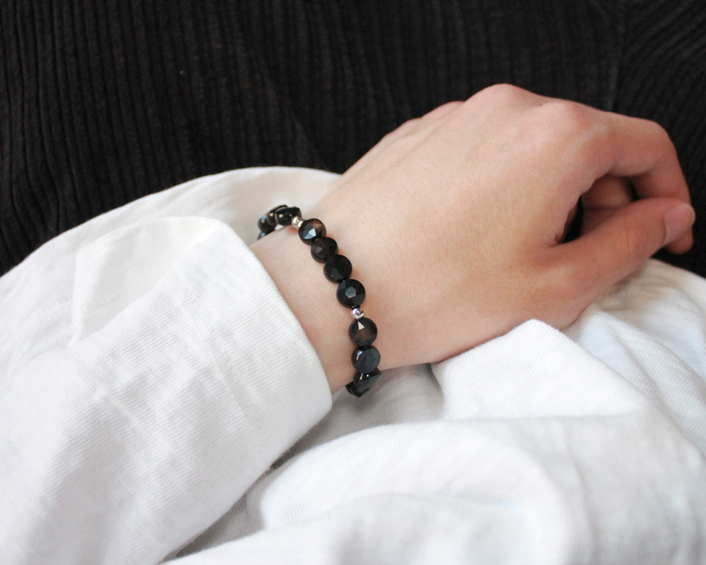 -目標達成へ導く縞瑪瑙-ストライプオニキス：Coin cut bracelet