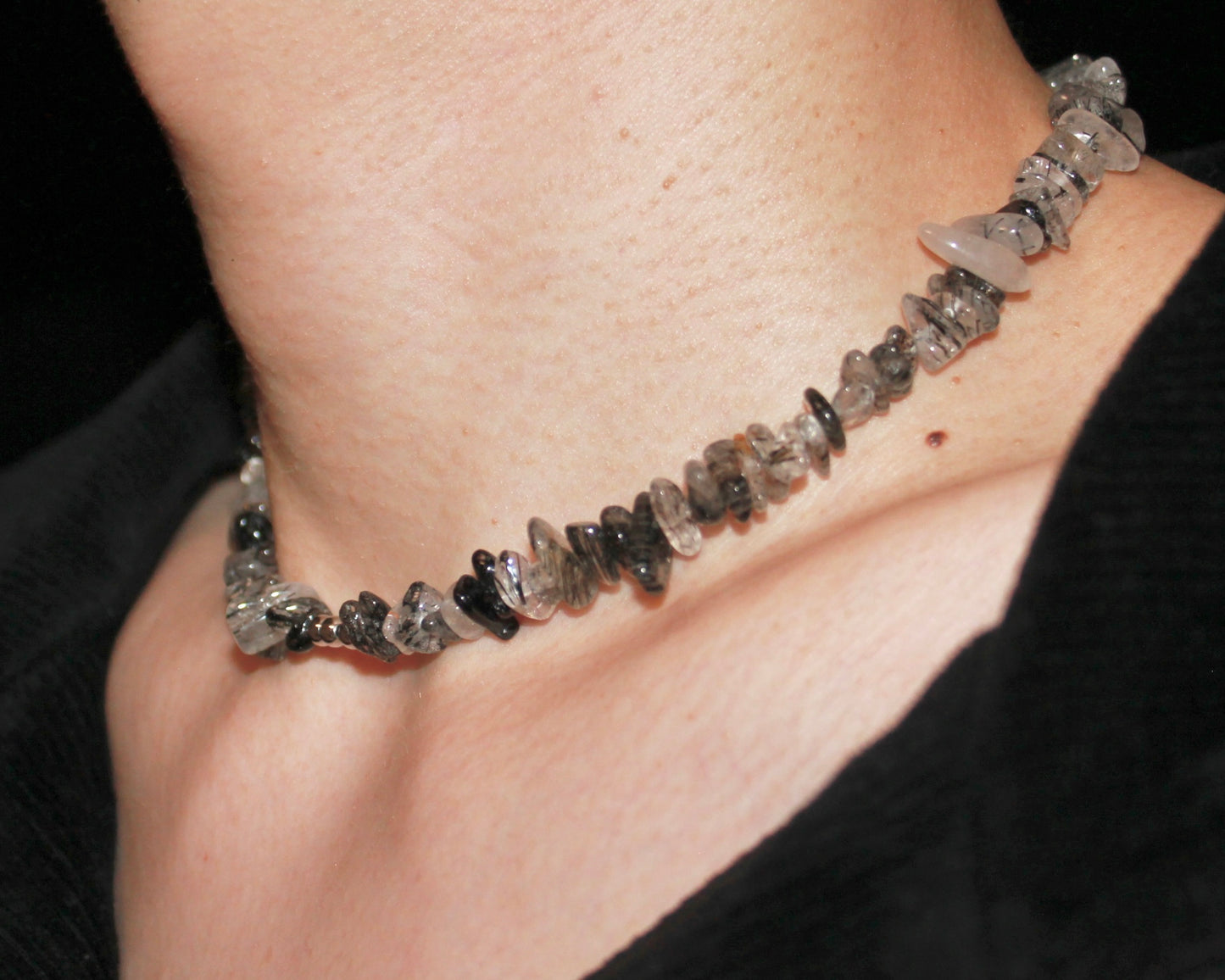 -強運を引き寄せ、理想の未来へと導く黒針水晶-ブラックルチル：Ripple stone necklace