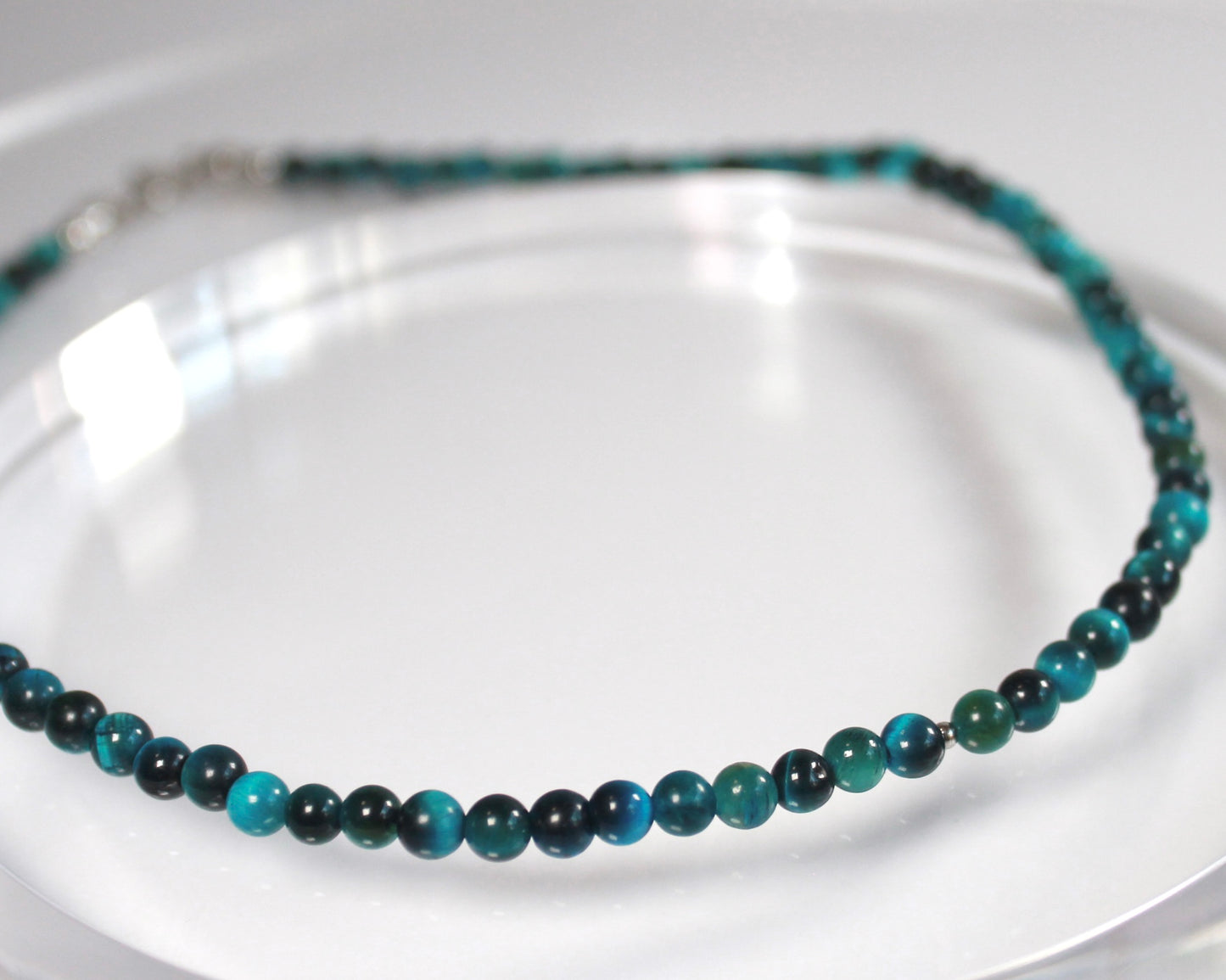 -進むべき道へ導く虎眼石-ブルーグリーンタイガーアイ：Aurora Line necklace