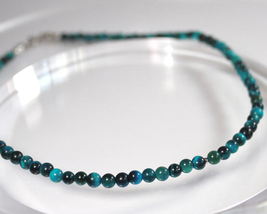 -進むべき道へ導く虎眼石-ブルーグリーンタイガーアイ：Aurora Line necklace