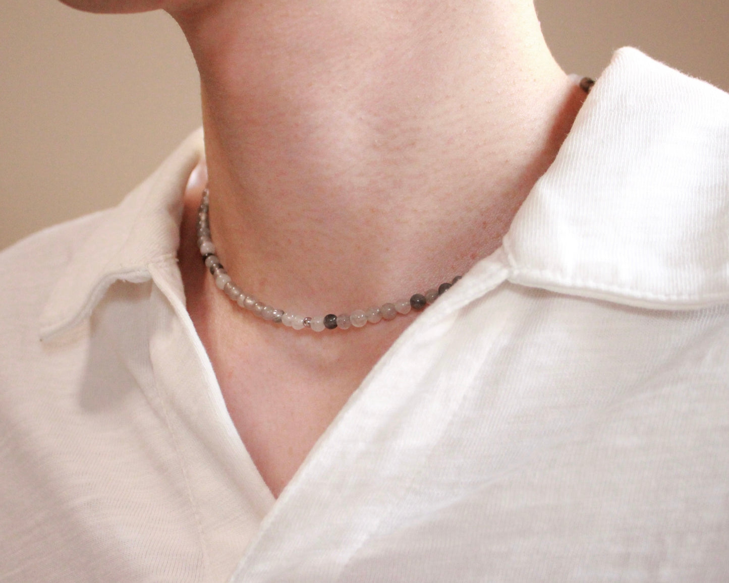 -自然体の自分へと導く灰色水晶-グレークォーツ：Smoke Clear necklace