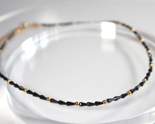 -守護と成功の尖晶石-ブラックスピネル：Drop cut necklace