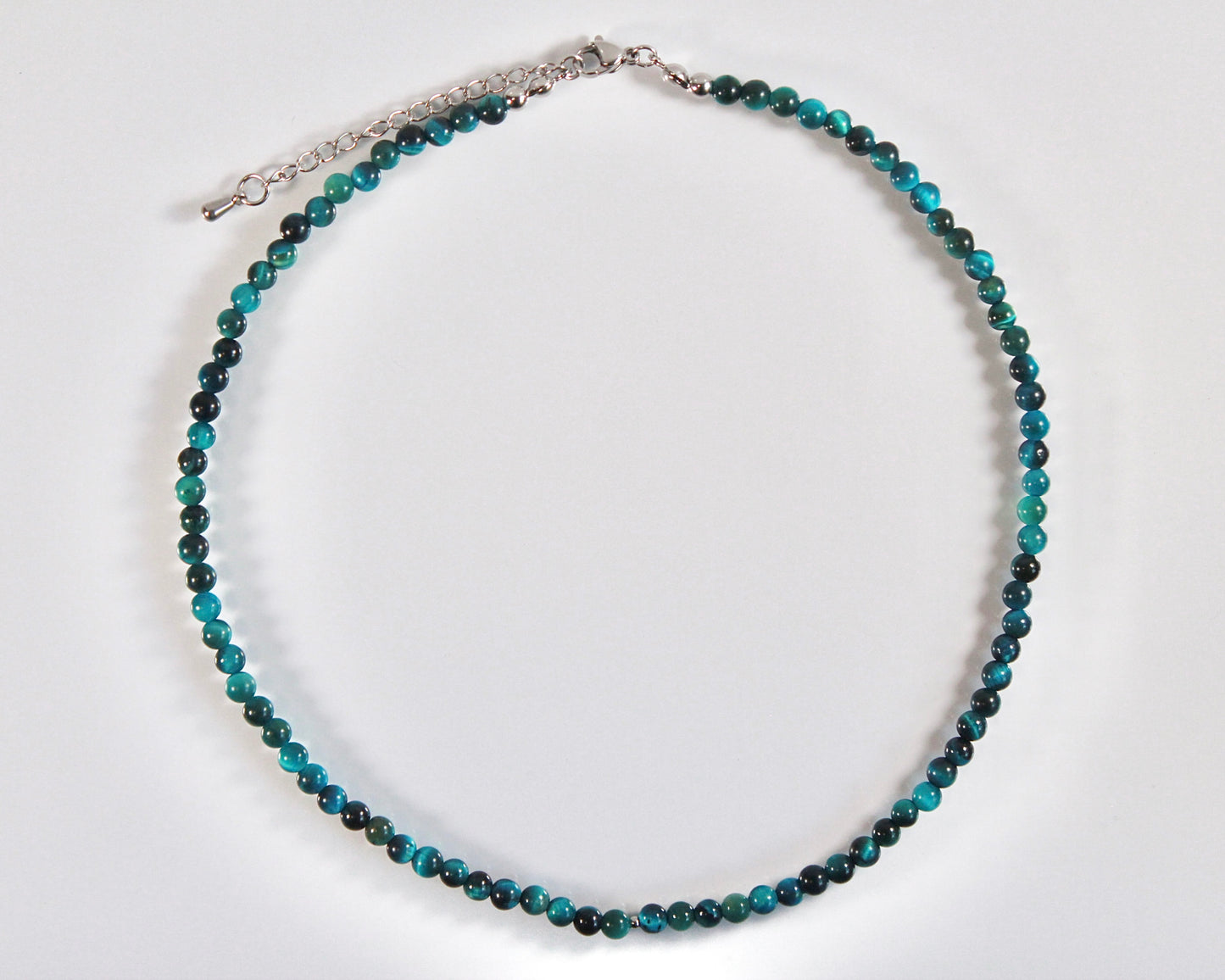 -進むべき道へ導く虎眼石-ブルーグリーンタイガーアイ：Aurora Line necklace