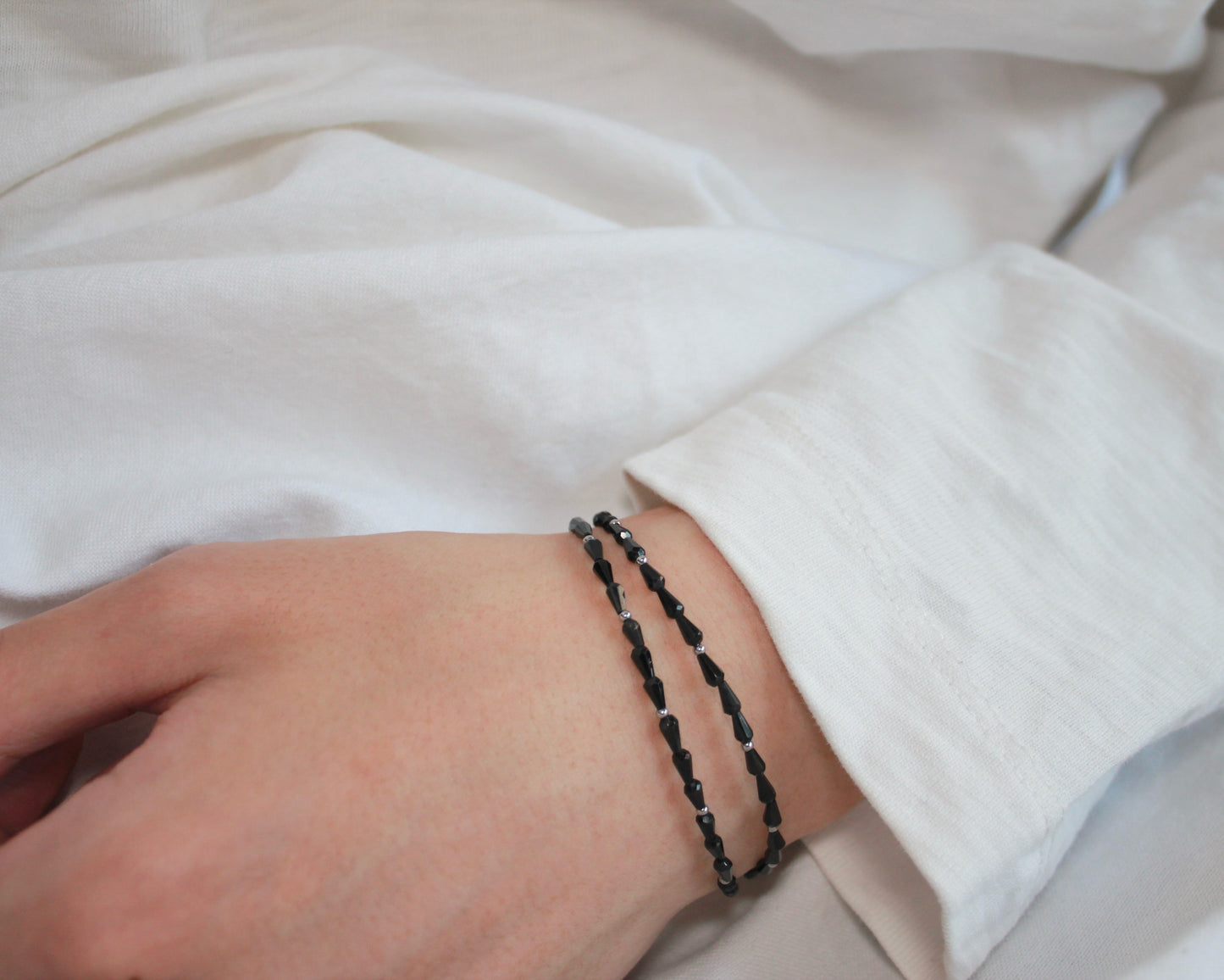 -守護と成功の尖晶石-ブラックスピネル：Drop cut bracelet
