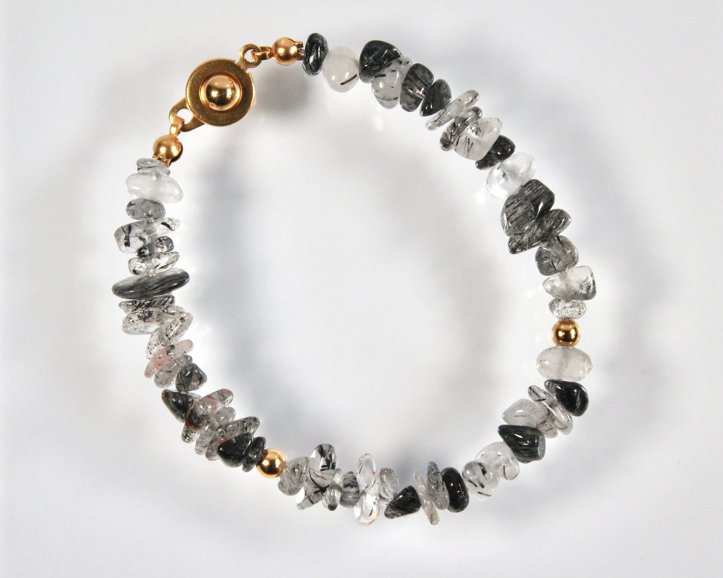 -強運を引き寄せ、理想の未来へと導く黒針水晶-ブラックルチル：Ripple stone bracelet