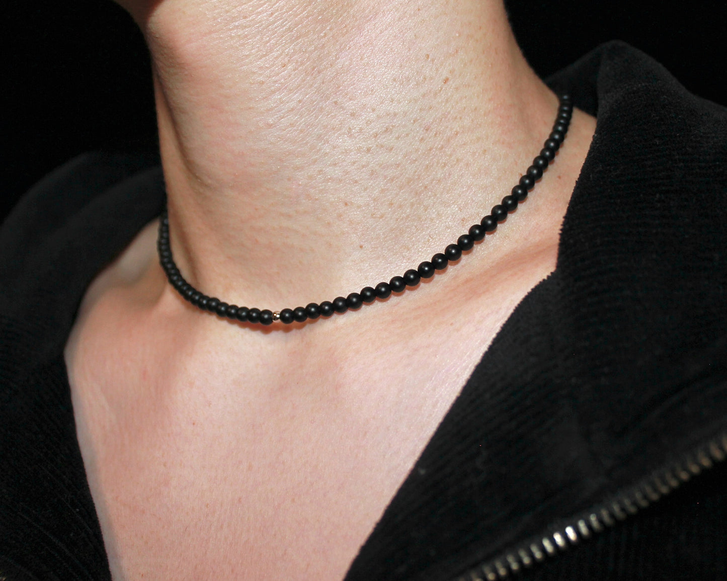 -目標達成へ導く黒瑪瑙-フロストオニキス：Matte black necklace