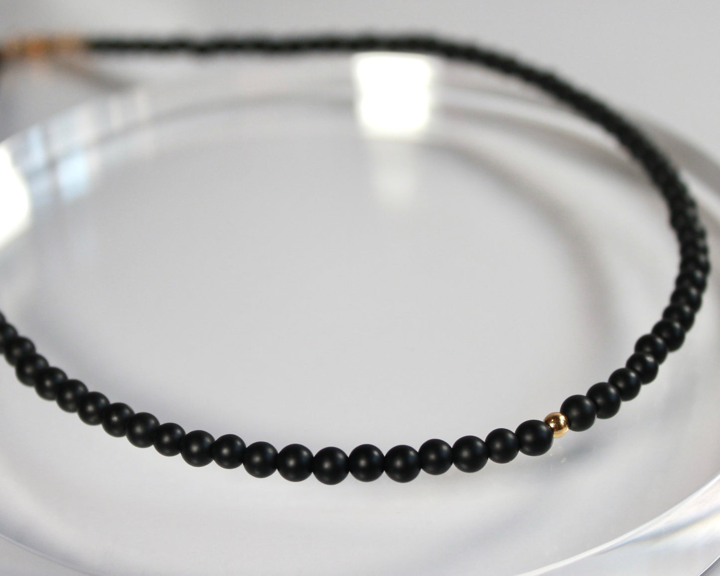 -目標達成へ導く黒瑪瑙-フロストオニキス：Matte black necklace