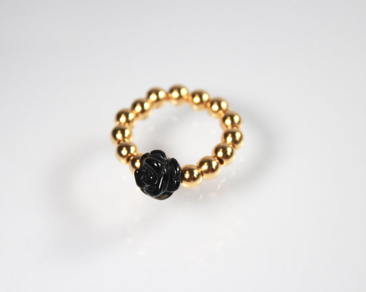 -目標達成へ導く黒瑪瑙-オニキス：Black rose ring