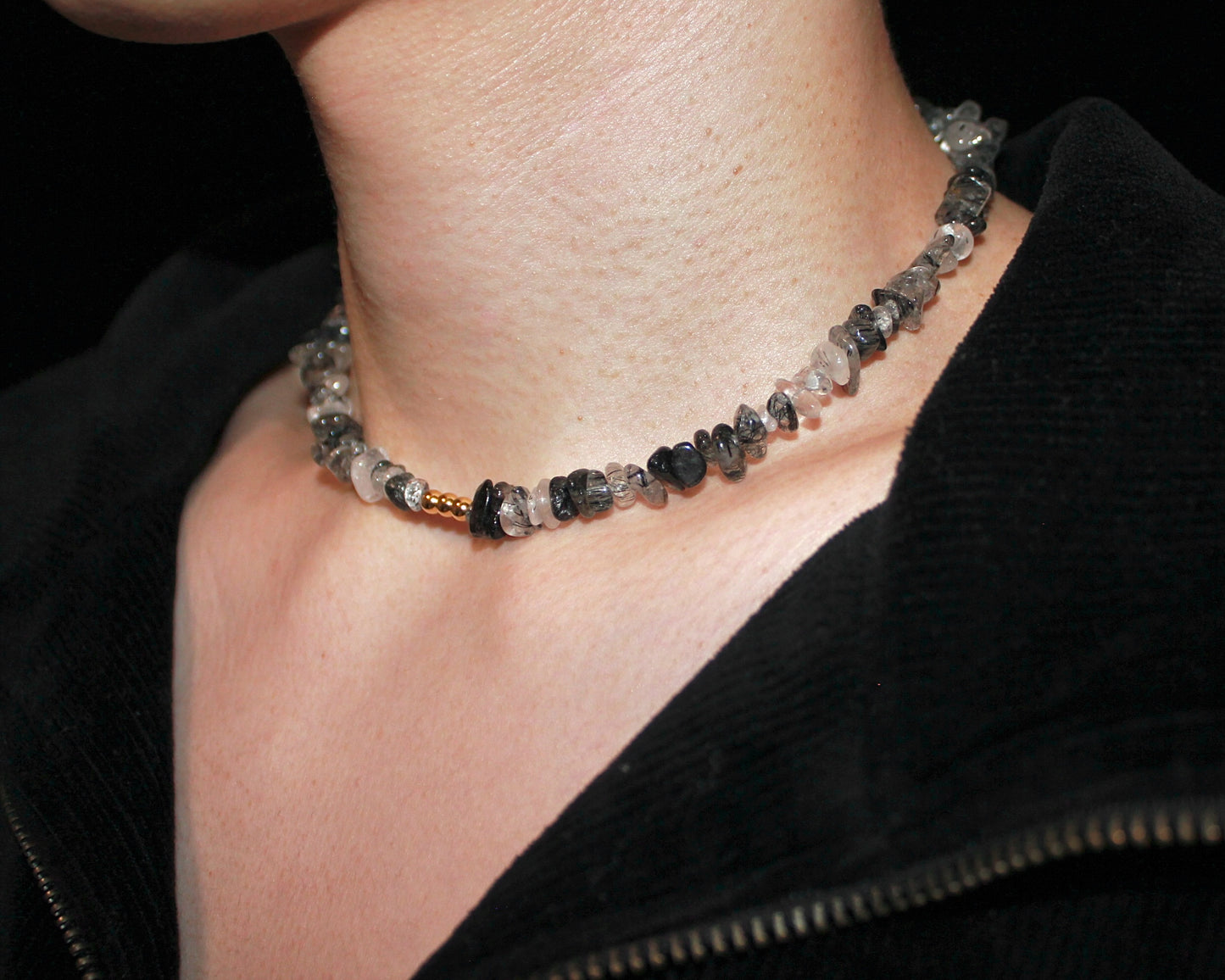 -強運を引き寄せ、理想の未来へと導く黒針水晶-ブラックルチル：Ripple stone necklace