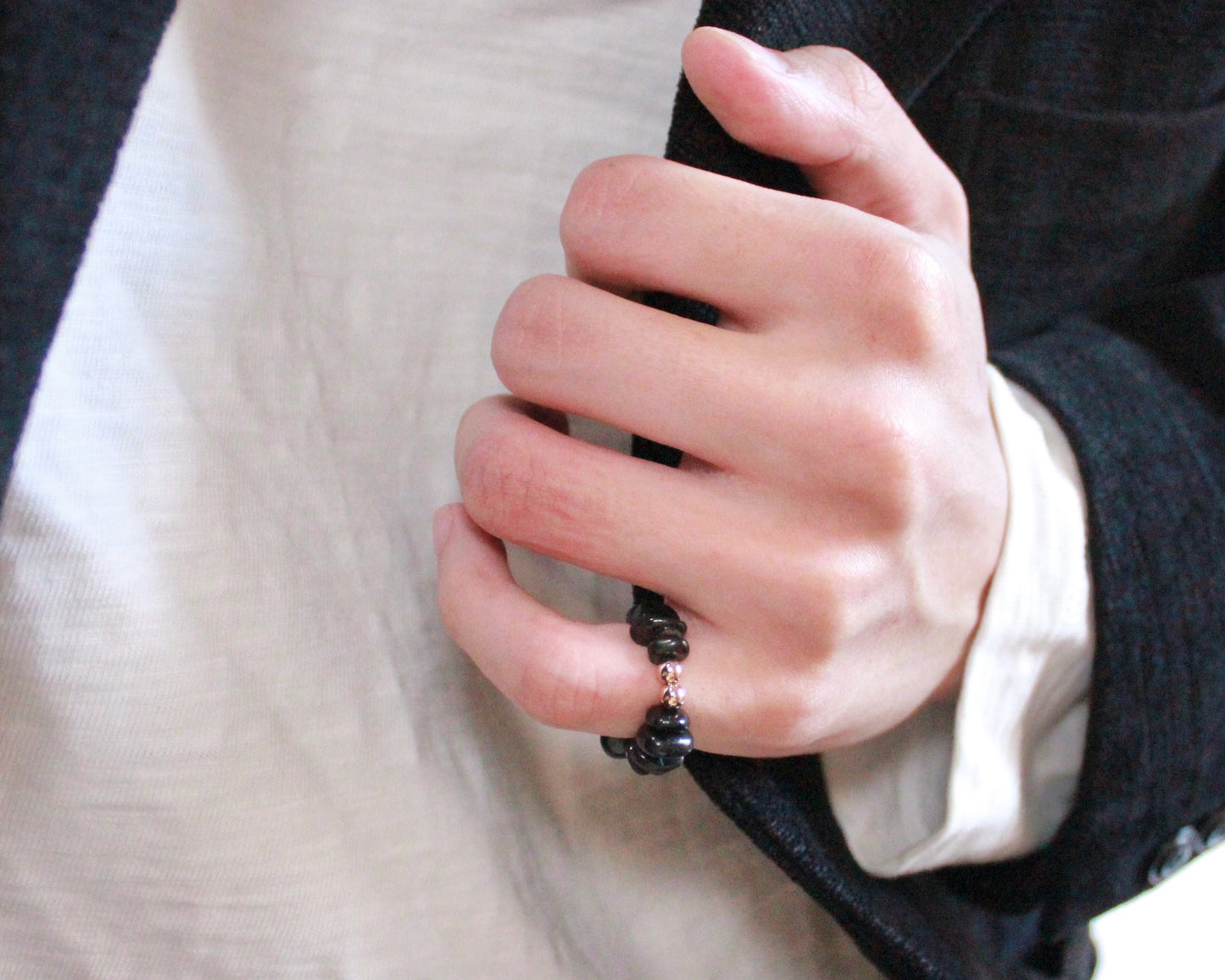 -信頼される存在へ導く紫蘇輝石-ハイパーシーン：Mini tumbled stone ring