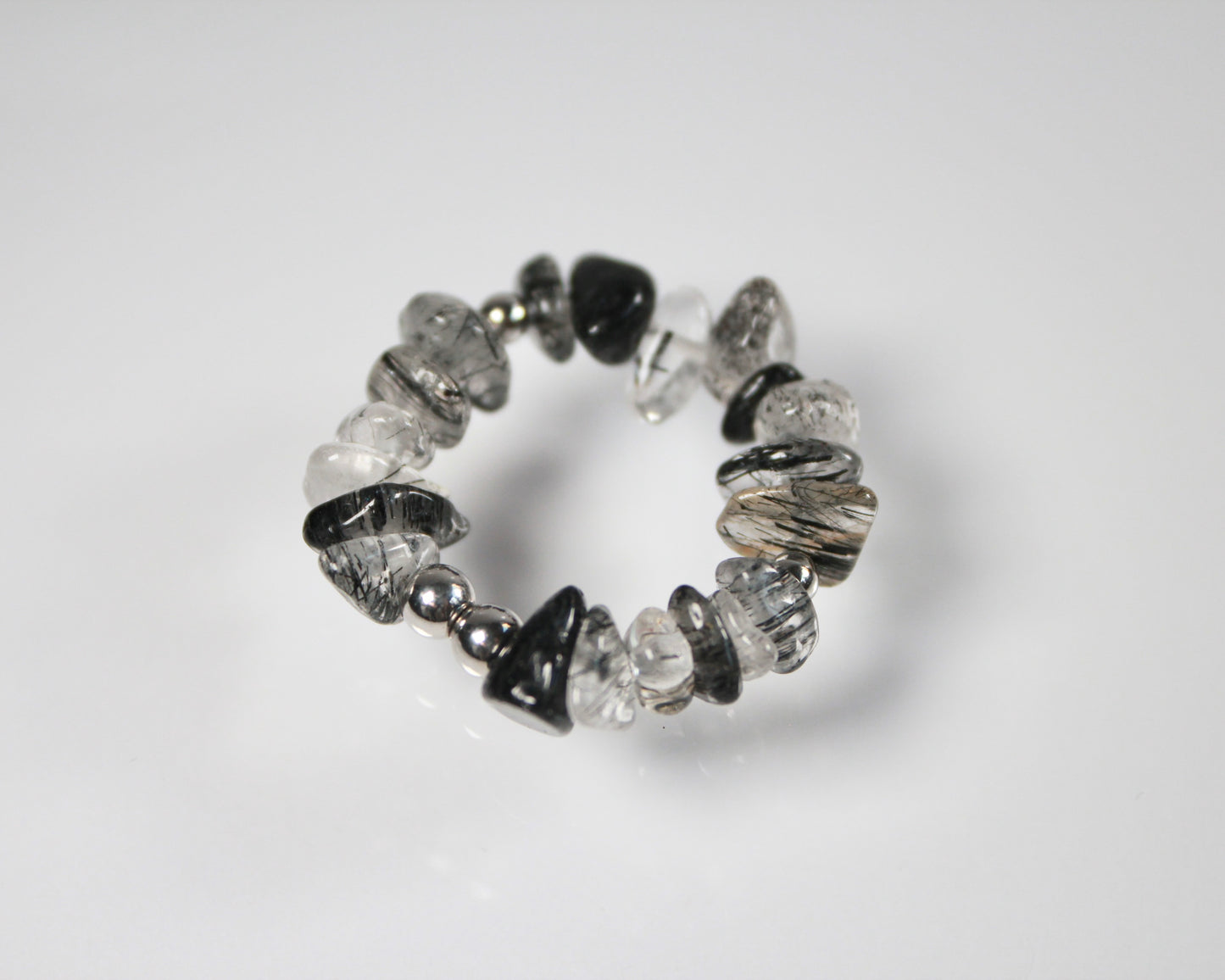 -強運を引き寄せ、理想の未来へ導く黒針水晶-ブラックルチル：Ripple stone ring