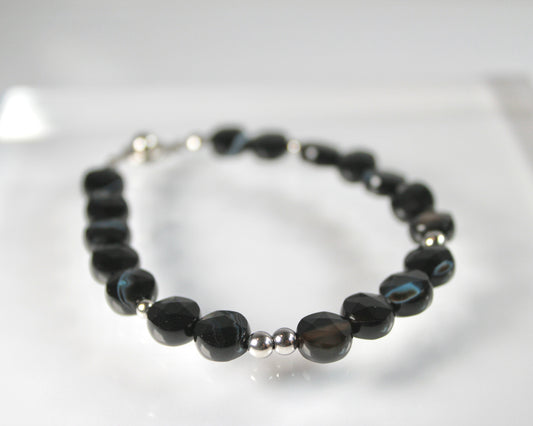 -目標達成へ導く縞瑪瑙-ストライプオニキス：Coin cut bracelet