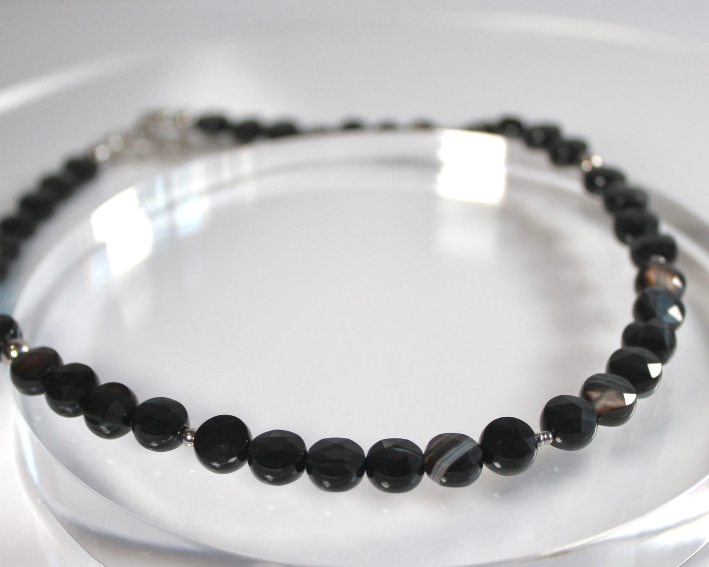 -目標達成へ導く縞瑪瑙-ストライプオニキス ：Coin cut necklace