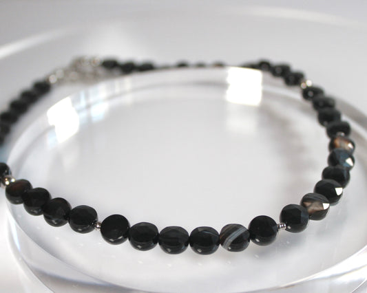 -目標達成へ導く縞瑪瑙-ストライプオニキス ：Coin cut necklace